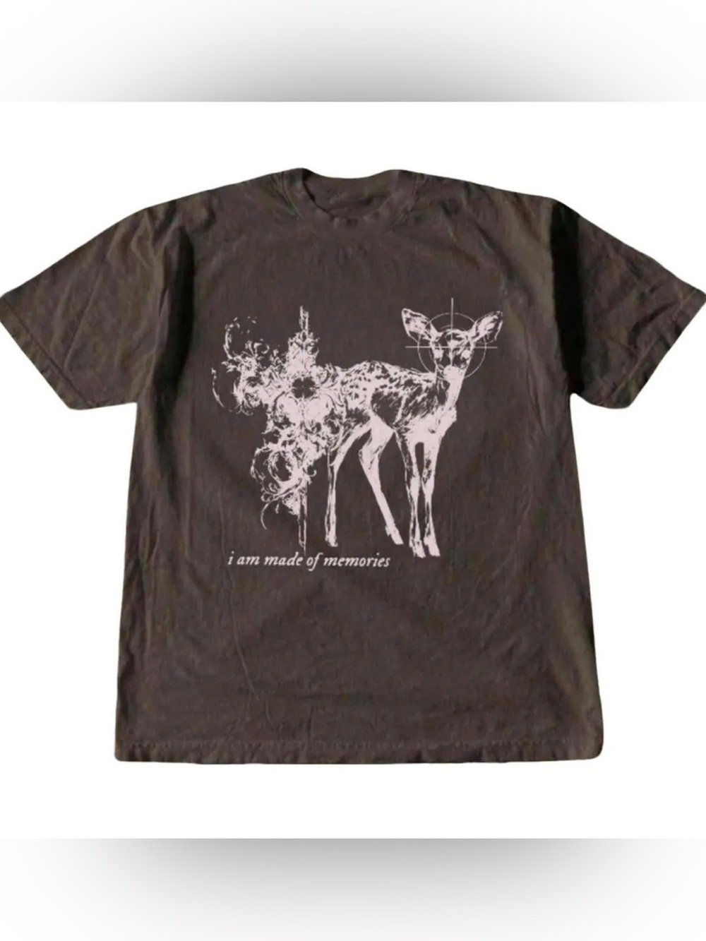 Men's Dark Brown Graphic Tee with White Deer Print